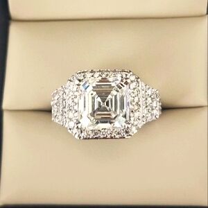 18kt White Gold Diamond Engagement Ring Center Stone Lab Created 5.26Ct E-VS2